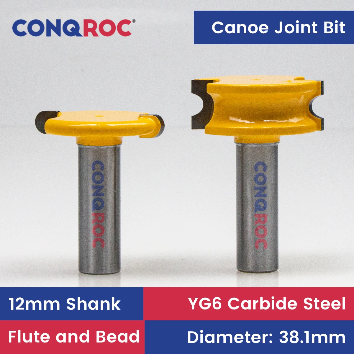 12mm Shank Canoe Joint Bead and Flute Router Bits Set Tungsten Carbide