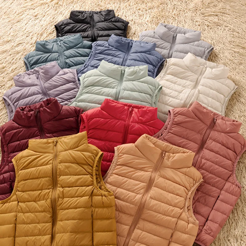 12 Colors 90% White Duck Down Women Sleeveless Jackets 2023 New Arrivals Female Ultra Lightweight Packable Vest Women Coats