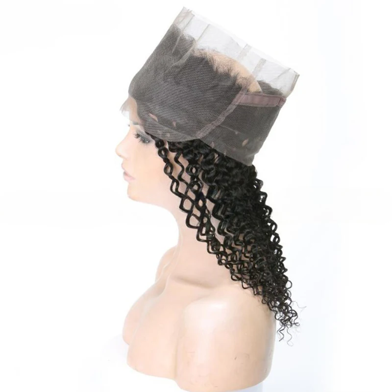360 Lace Frontal Closure Kinky Curly Human Hair Brazilian Remy Hair Soft and Silky For Women Kinky Curly 360 Lace Closure