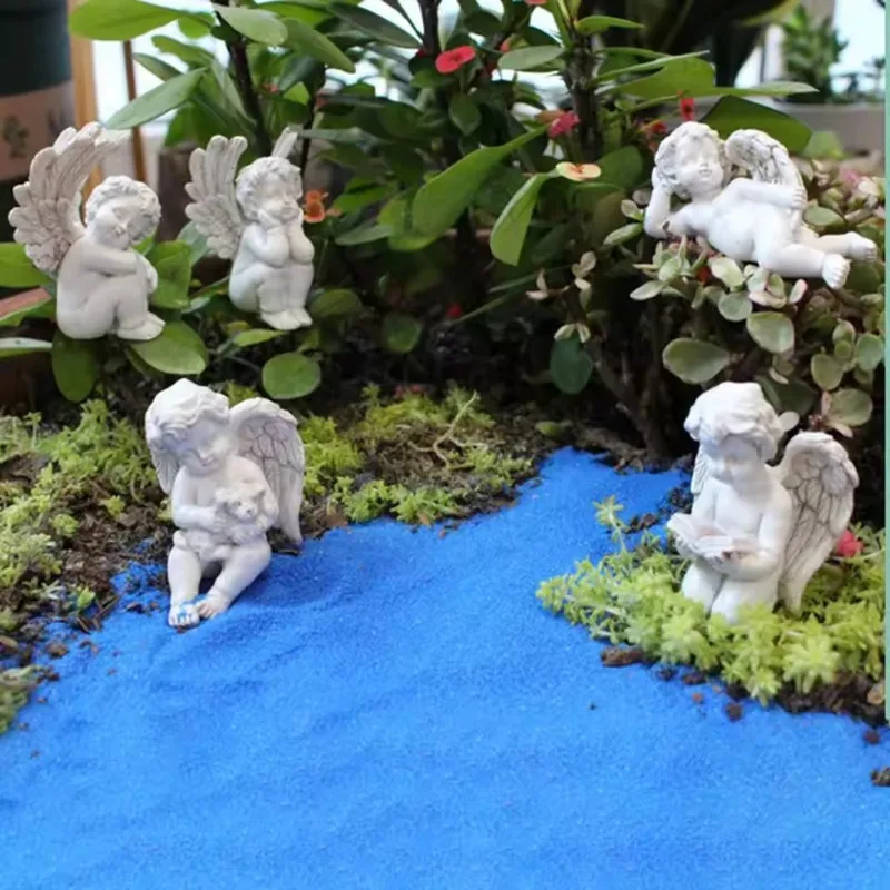 5 Pieces/set Decoration Angel Garden Pile Miniature Angel Fairy Resin Decoration Pottery Miniature Landscape Lawn Decoration