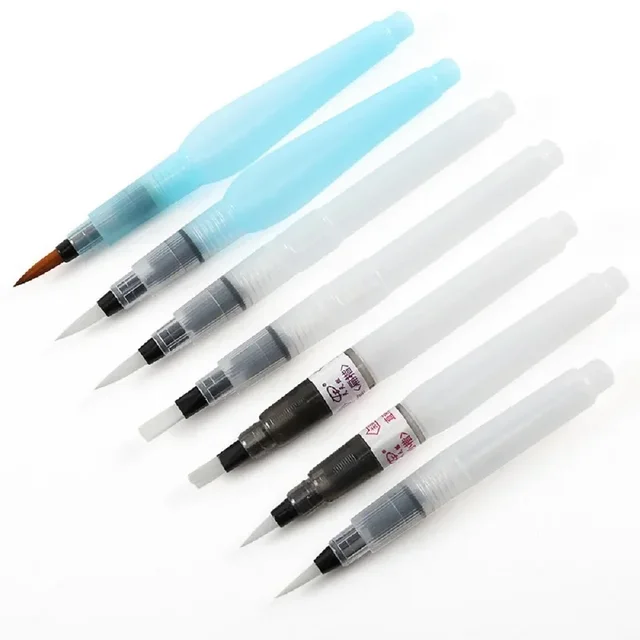 Set di pennelli per riporre l'inchiostro d'acqua autolidratante per capelli in nylon morbido per calligrafia, pittura ad acquerello, disegno, materiali artistici 1