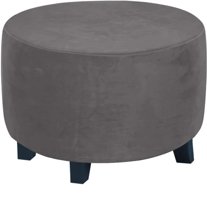 Luxurious Velvet Plush Round Ottoman Slipcover and Protector