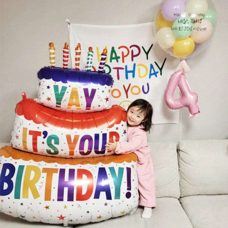 

Three Layer Big Cake Balloon Birthday Celebration Balloon Decoration "YAY IT'S YOUR BIRTHDAY" Children Birthday Party Supplies