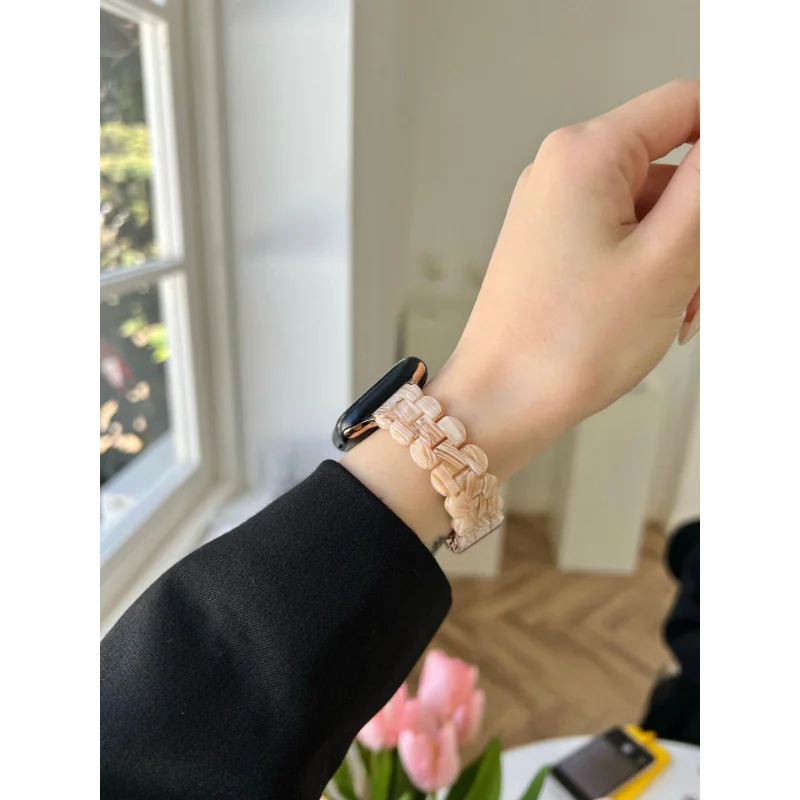 애플 워치 밴드용 수지 팔찌, 아이워치 시리즈 8 울트라 7 SE 교체용, 44mm, 40mm, 45mm, 41mm, 38mm, 42mm