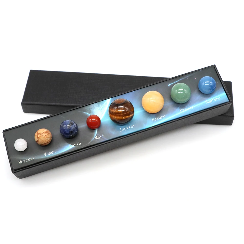 

Creative 8 Planets Ball Solar Sun System Quartz Stones Beads Healing Chakra Energy Sphere Mini Crystal Set Galaxy Model Globe