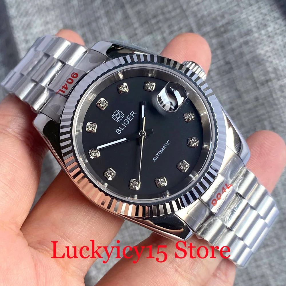 

BLIGER 36MM/39MM Black/Blue/Red/White Japan NH35A Movement Automatic Men's Watch Auto Date Luminous Screw Crown Sapphire Crystal
