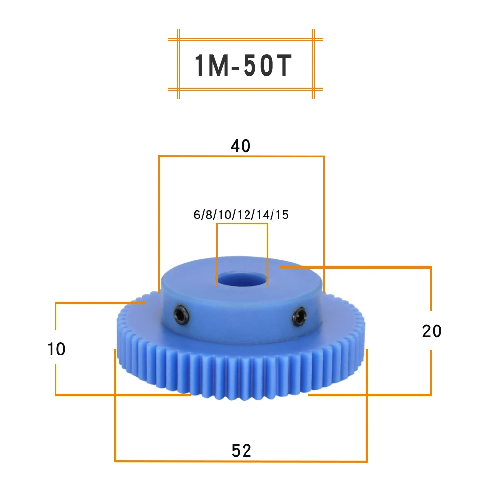 Ingranaggio cilindrico RS PRO, modulo 1, 12 denti, passo 12 mm, semigiunto 8 mm, foro 4 mm, in Poliossimetilene | RS
