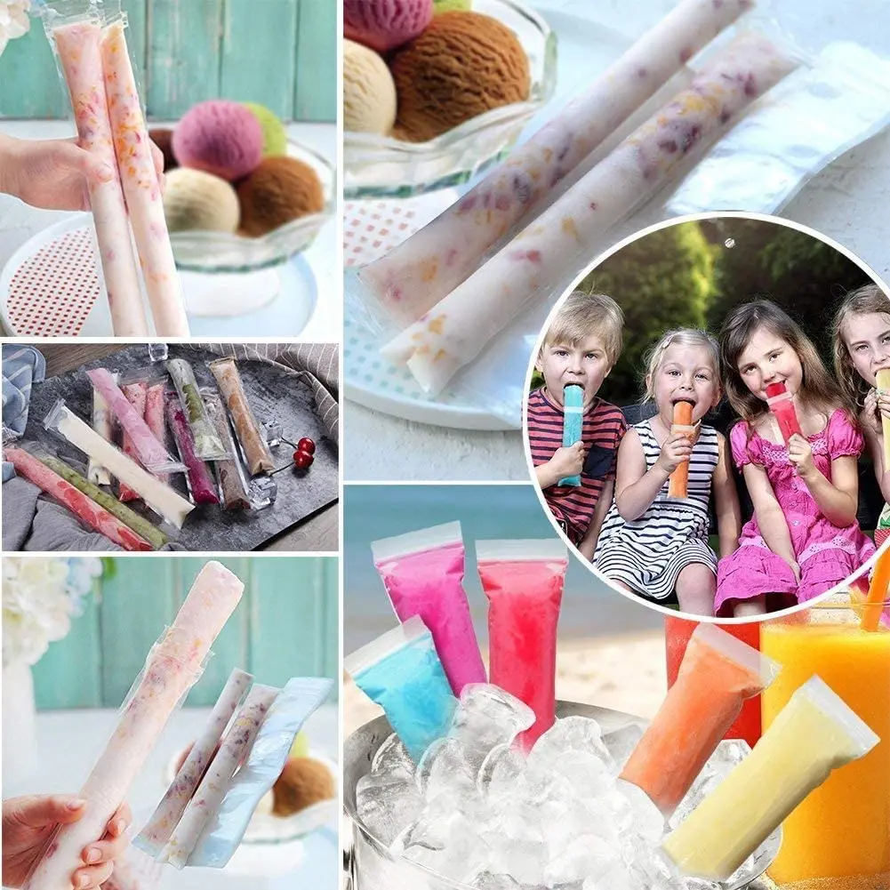 Ice Cream Molds 100Pcs Large Freeze Pop Bags With Silicone Funnel