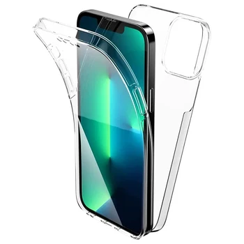 360 custodia per tutto il corpo per iPhone 15 14 Pro Max 13 12 Pro 11 XS custodia morbida per telefono con copertura trasparente in TPU a doppio lato Fundas