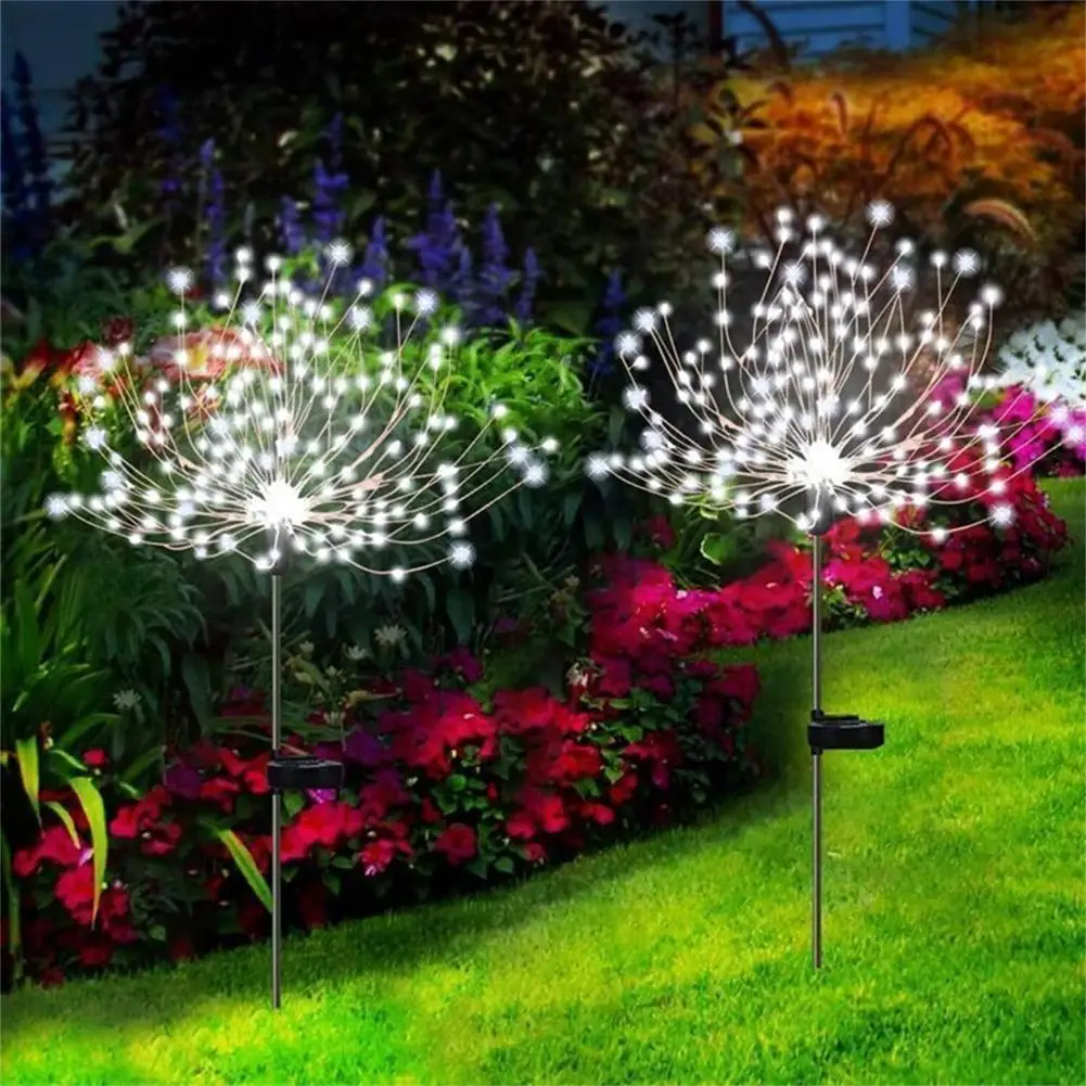 150 Led Solar Firework Lights 2 Modes Ip64 Outdoor Waterproof Lamp For Small Lawn Garden Courtyard Fence Sidewalk Decoration solar string light 8 lighting modes led fairy light waterproof decoration light warm white 7 meters 50 lights