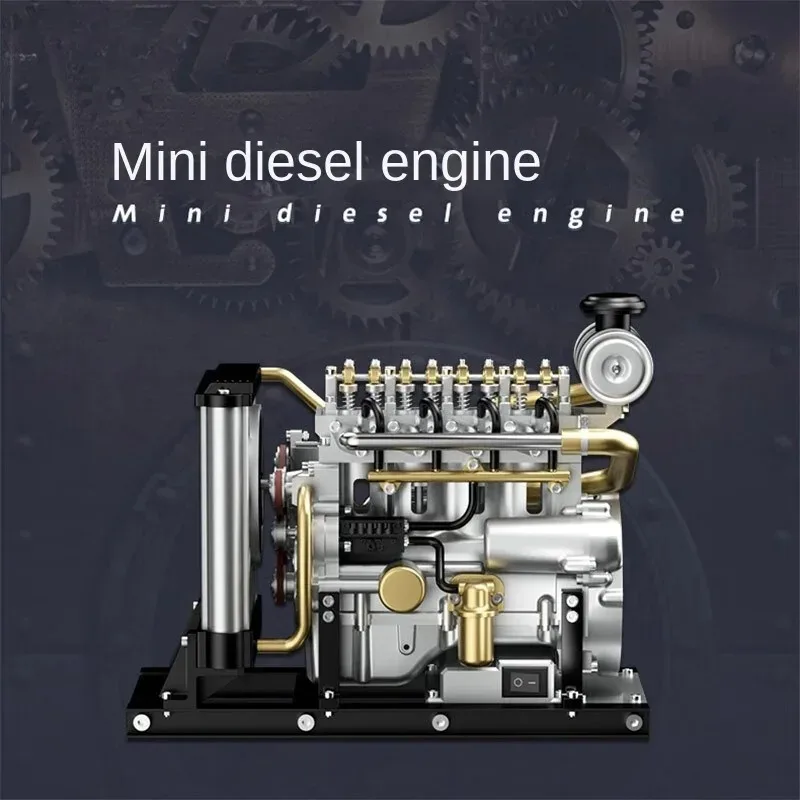 

L4 Diesel Engine Model Kit that Works -TECHING 1: 10 Full Metal Mini L4 4 Cylinder Engine OHV Inline 4 Cylinder Engine Model Kit