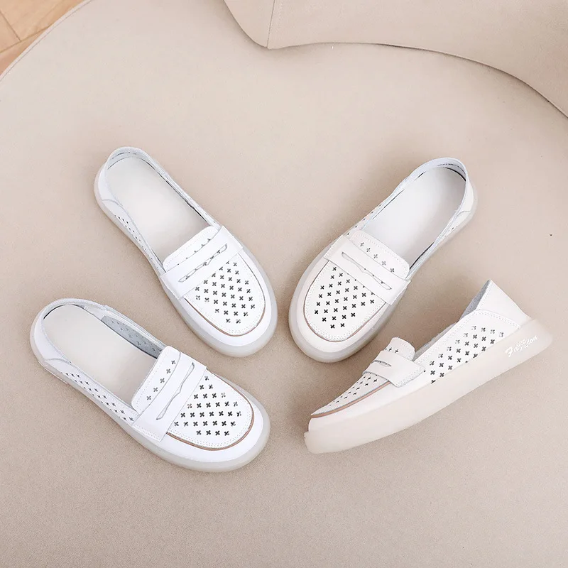 

2023 New Spring Casual Women Shoes Fall Platform Loafers leather shoes Women Sneakers Leather Flats Mom Shoe Zapatos De Mujer