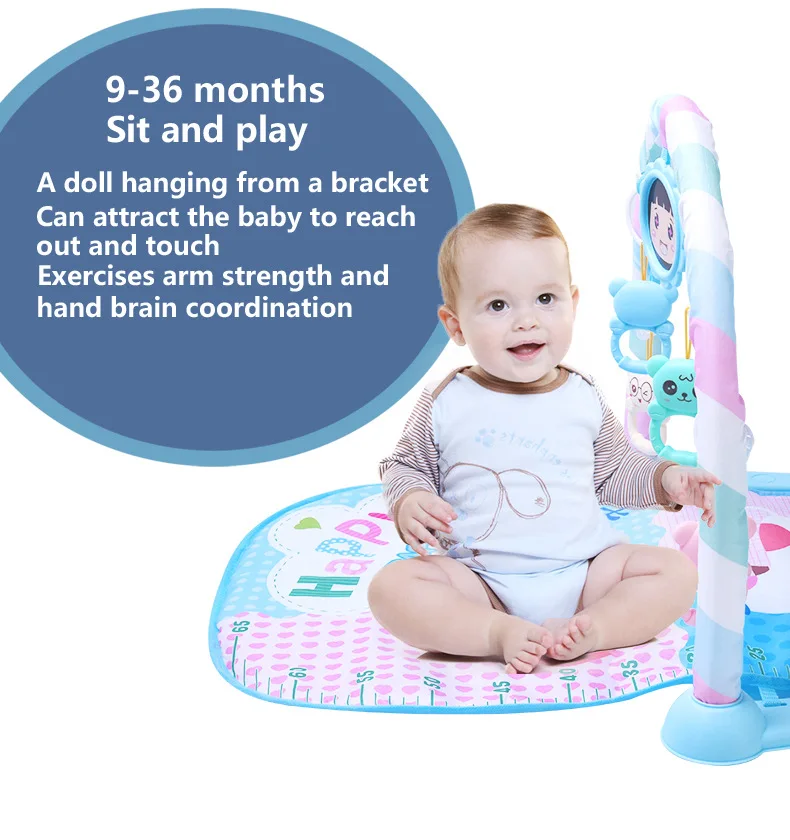 Baby Gym Puzzle Mat Educational Rack Baby Toys Music Play Mat with Piano