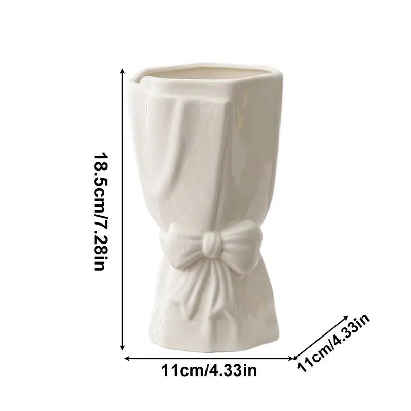 Bowknot Ceramic Vase Ceramic Decorative Branches Vase Creative Desktop Flower Bow Vase Decoration Bouquet Vase For Bookshelf 6