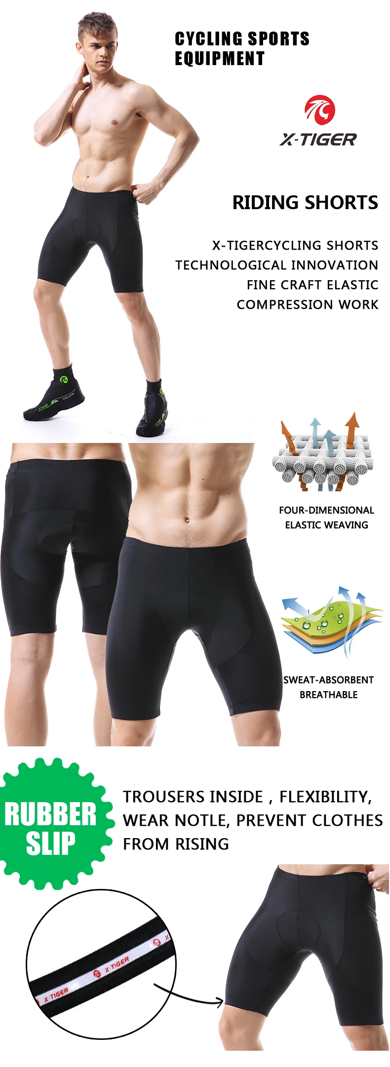 Description Picture 3 of itemX-TIGER Men's Cycling Shorts Coolmax 5D Padded Bicycles Riding Pants Shockproof MTB Bike Shorts Biking Cycle Wear Tights