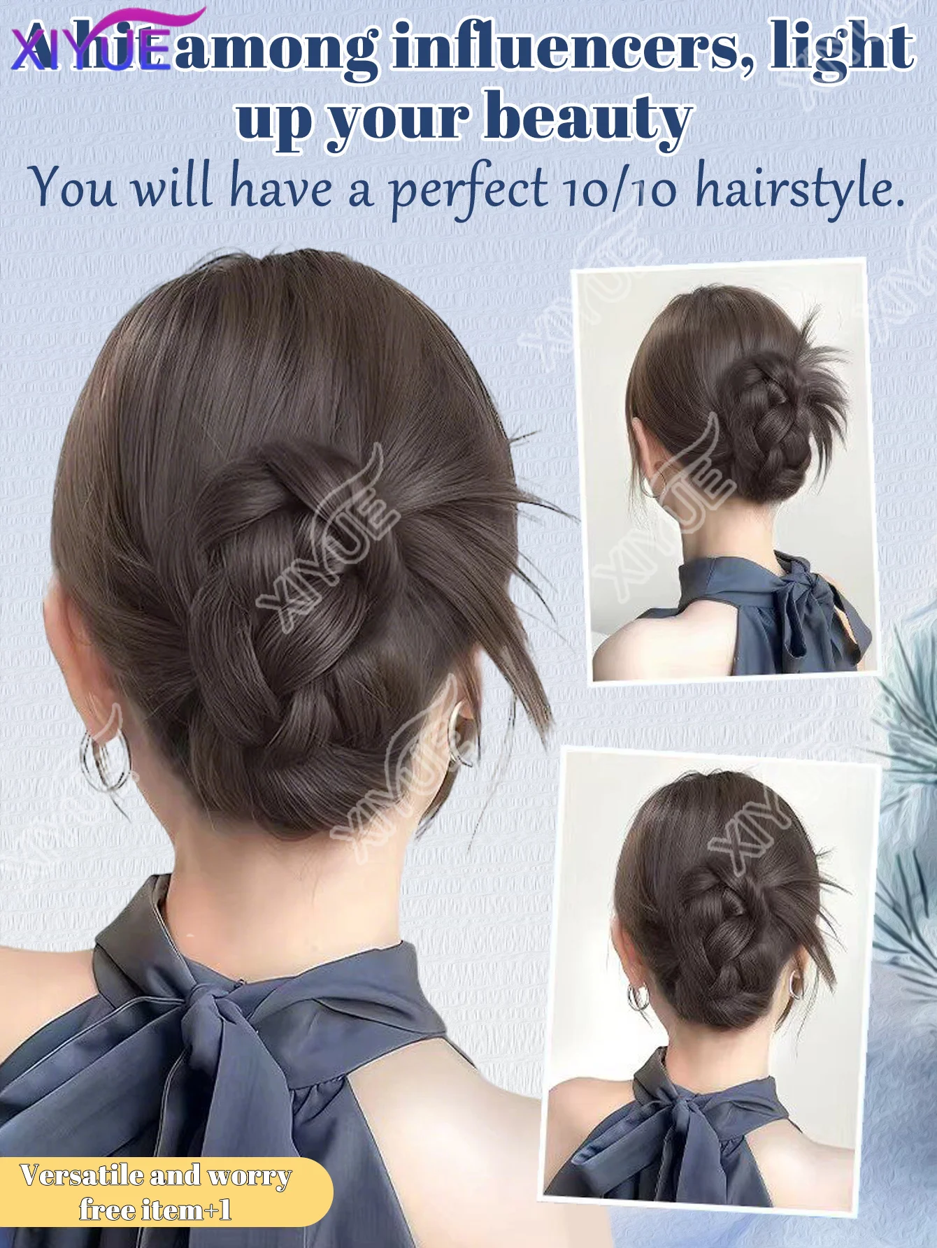 XIYUE 합성 튀김 반죽 꽈배기 모양 헤어핀 여성용 꽃봉오리 머리핀 풍성한 헤어 가발 가방