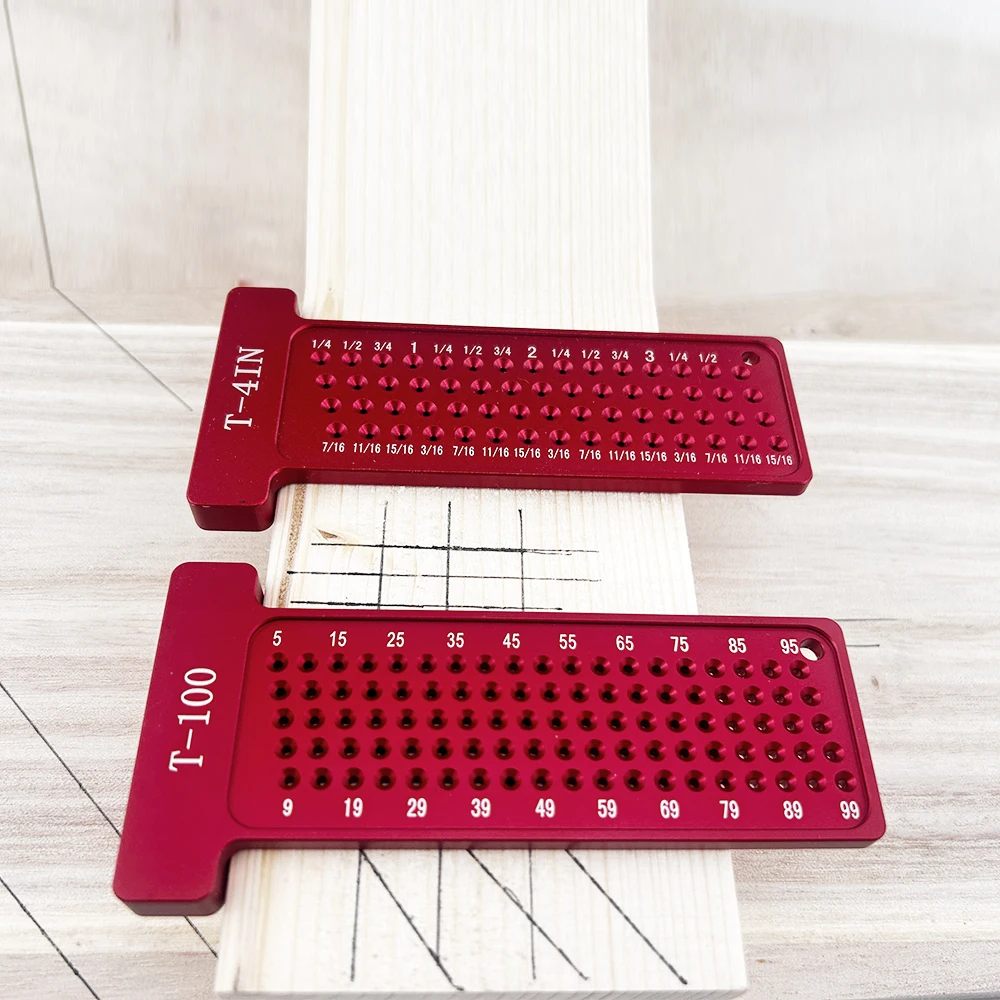 DIY 보조 도구 T-100 미터법 정밀 T-눈금자 포켓 측정 수동 마킹 도구