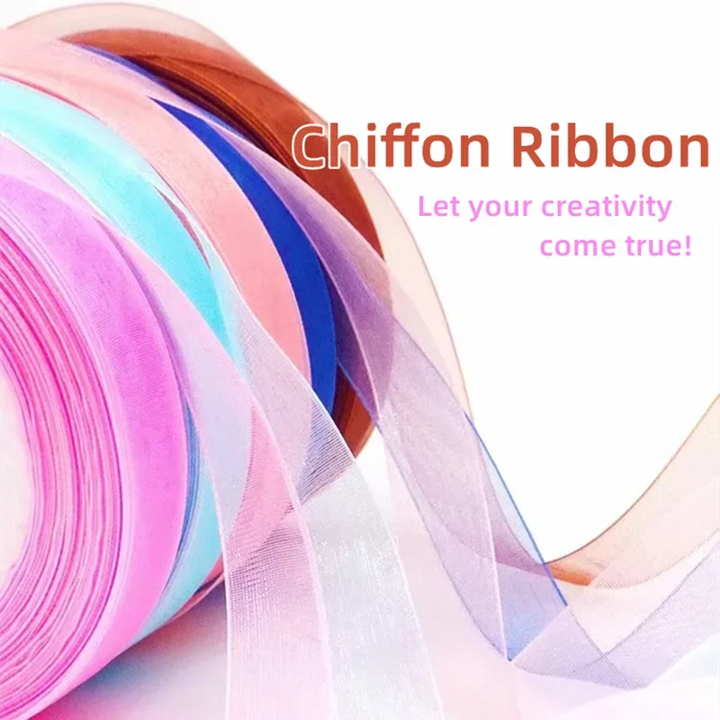 

Creative DIY Woven Hat Bag Gift Box Packaging, Chiffon Ribbon Yarn, Transparent, Handmade, Wholesale, 1.5cm
