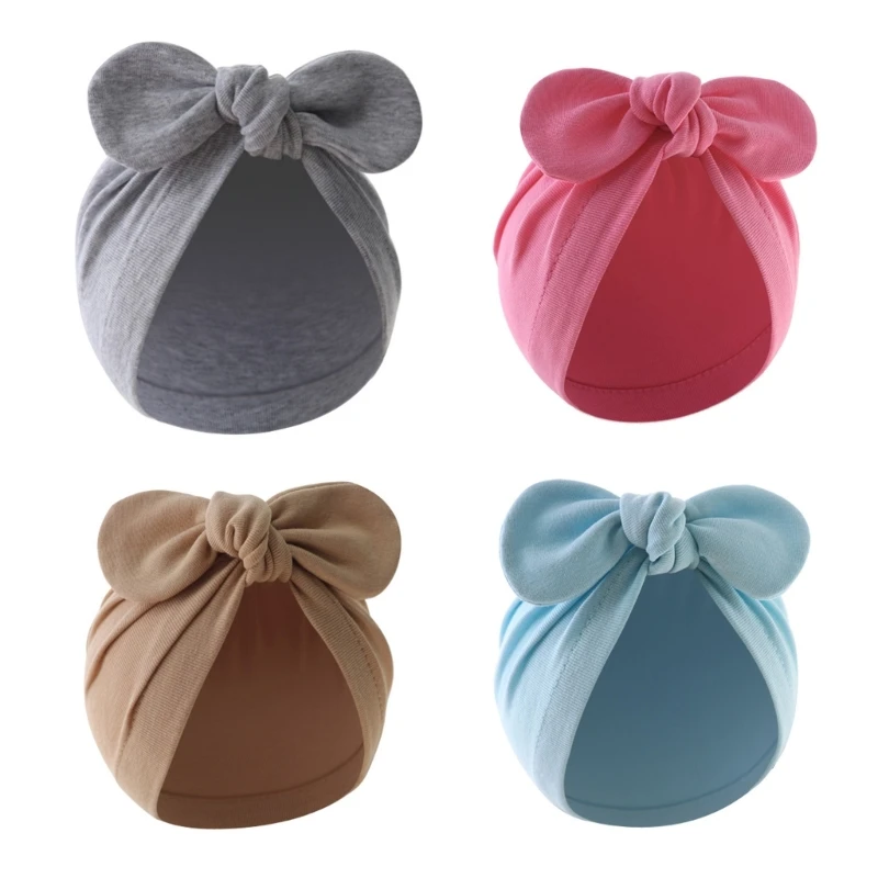 모자 인도 모자 통기성 병원 모자 큰 Bowknot 솔리드 컬러 비니 Windproof 토끼 귀 모자