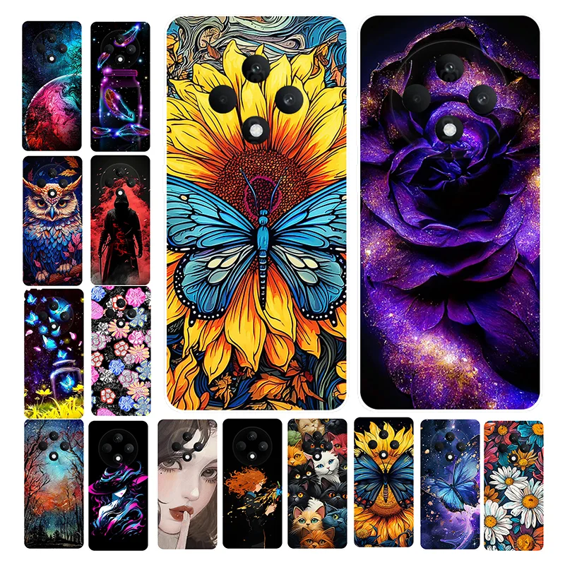Flower Cat Painted Soft Silicone Case - Stylish Protective Cover