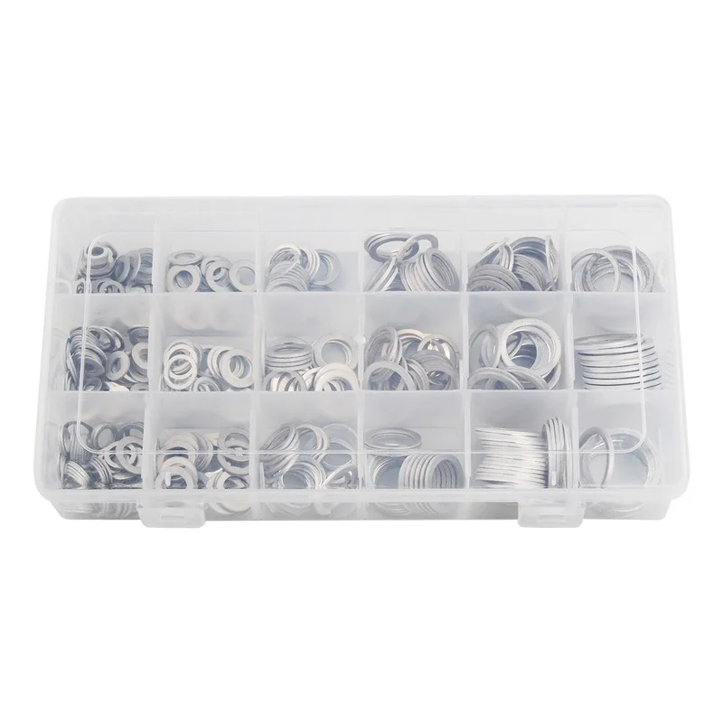 뜨거운 판매 200/280/450Pcs 알루미늄 플랫 가스켓 와셔 모듬 가스켓 금속 씰링 와셔 모듬 알루미늄 씰링 링