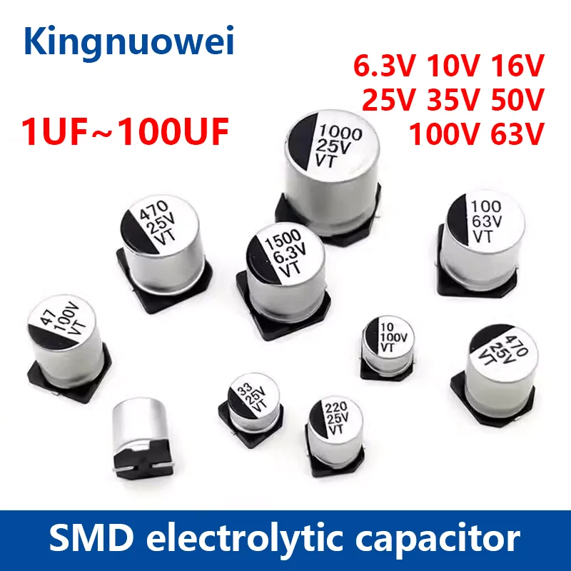 6.3V 10V 16V 25V 35V 50V 63V 100V SMD Capacitor 1UF 2.2UF 4.7UF 10UF 22UF 33UF 47UF 100UF 220UF 330UF 470UF 680UF