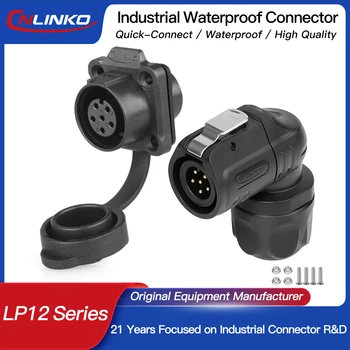 CNLINKO LP12 ขั้วต่อไฟฟ้ากันน้ำแบบมุม 90 องศา 2~8 พิน รูปตัว L สำหรับเชื่อมสายไฟแบบปลดเร็ว รุ่นใหม่ล่าสุด 1
