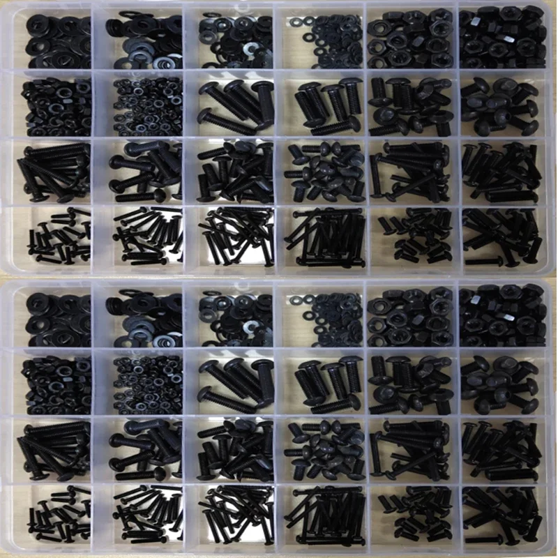 Aço Carbono Soquete Cap Cabeça Parafusos Grupo Cabeça Redonda Kit Parafuso m2 m3 m4 m5 Parafuso Nut Washer Grupo 730 Pcs
