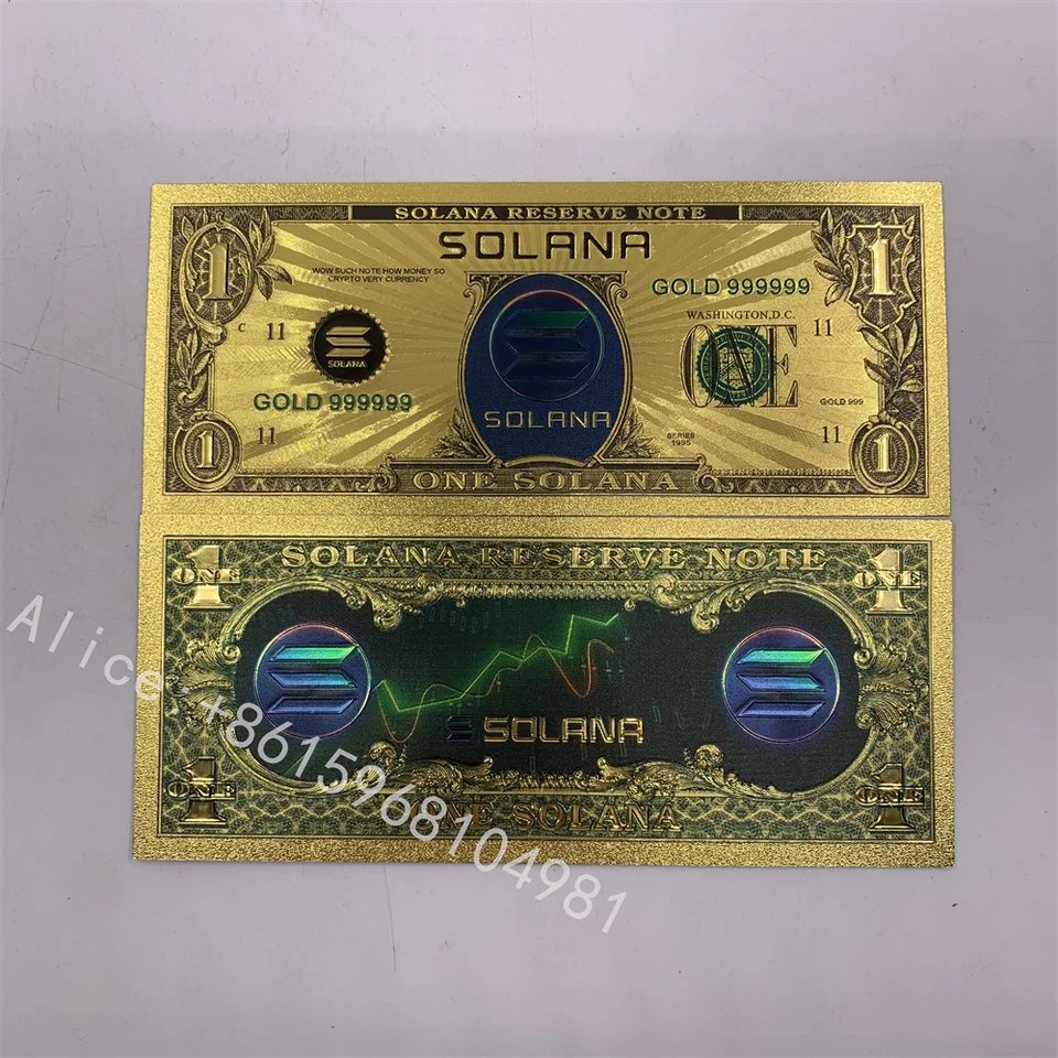 Gold foil Banknote Solana Crypto Blockchain Cryptocurrency SOL Golden Cards  Ticket for Great Fans Gift - AliExpress