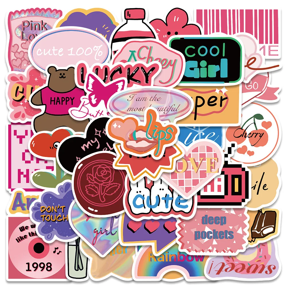 10/30/40PCS European and American retro girl Stickers Luggage Skateboard Cute DIY Cool Graffiti Waterproof Funny  Toy Sticker