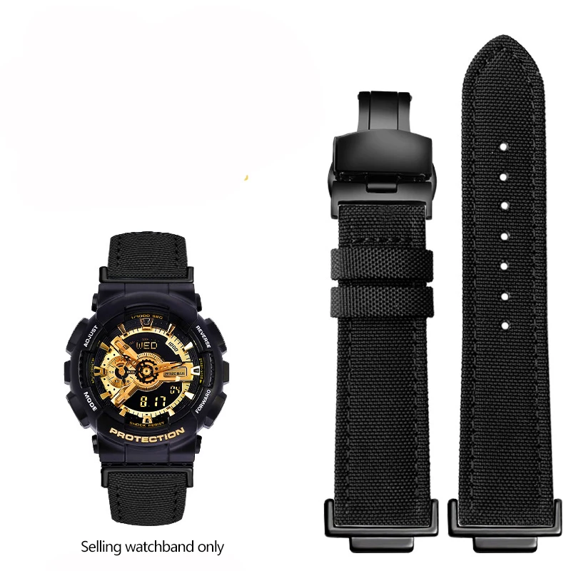 thumbnail image 1 of Nueva correa de reloj de cuero y nailon de lona modificada para Casio GA110 GA700 GA900 GA-810 GBD-800 GA2100 GA-2100 correa de reloj, 1 of 5