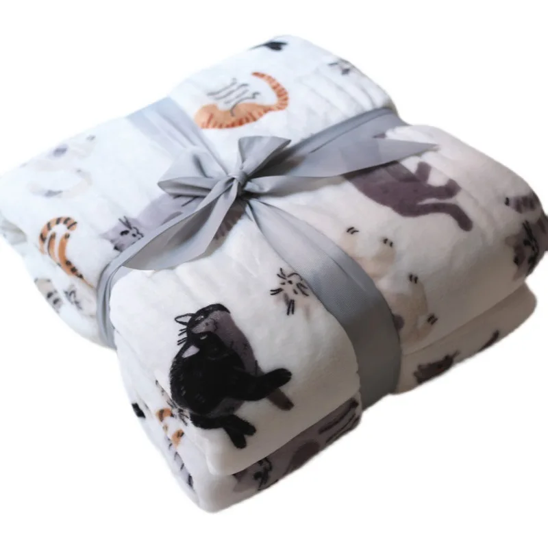 Cute Cat Flannel Blanket Sofa Blanket Bed Sheet Nap Blanket Lunch Break Air Conditioner Christmas Blanket Luxury Blanket 2