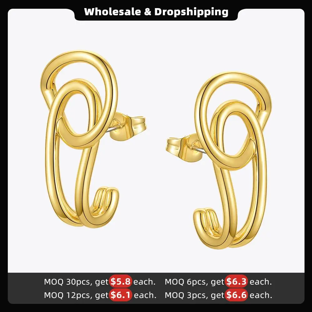 ENFASHION Interlaced Stud Earrings For Women Gold Color Geometric Piercing Earings Fashion Jewelry Friends Gifts Brincos E201186
