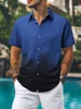 Striped Printed Men's Long-sleeved Shirt Summer Casual Men's Single-breasted Shirt Beach Pool Party Men's Fashionable Shirt 6