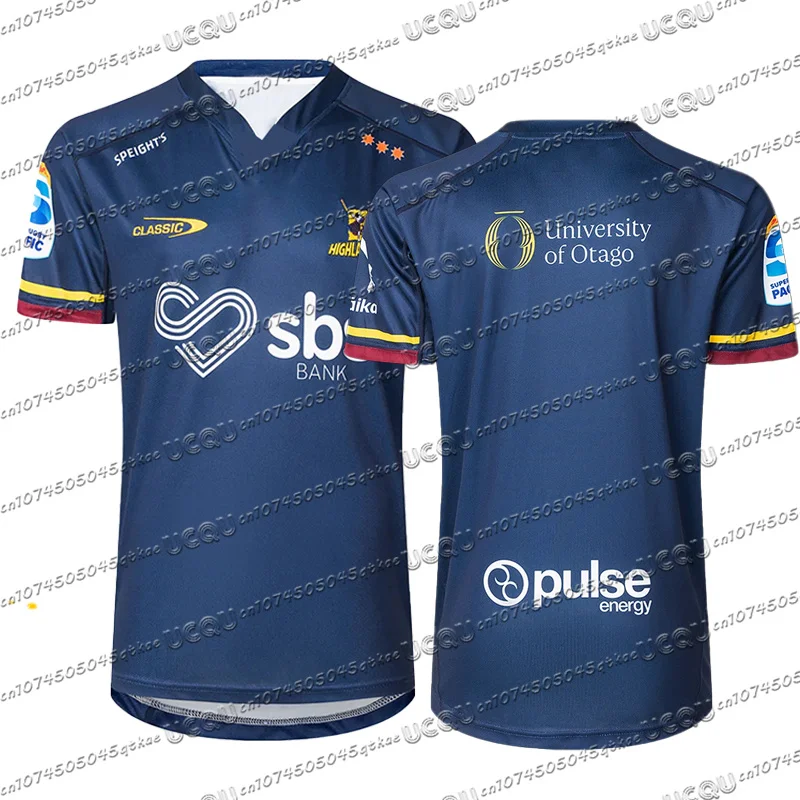 New Zealand Football Tees Highlanders Rugby Jersey Men Oversized Casual Quick drying Short Sleeve Kid Sport V-neck Tshirt