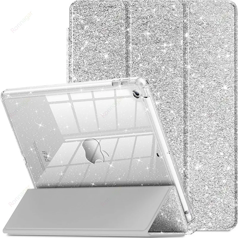 Glitter iPad Case with Pencil Holder & Hard Shell Back