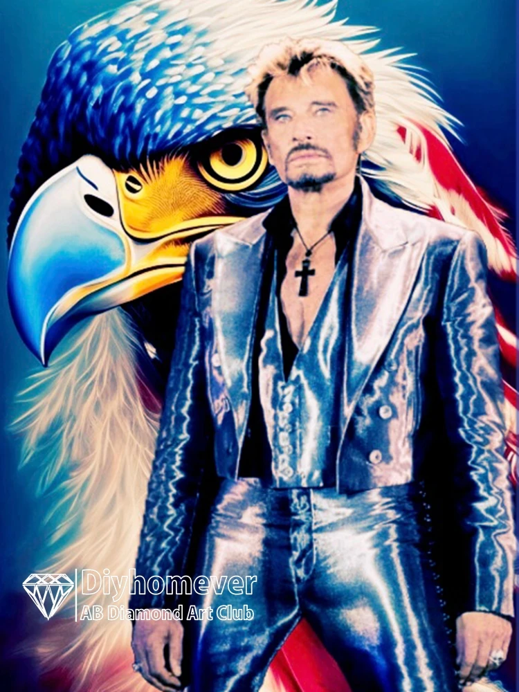 Bricolage Perceuse Complète Diamant Peinture Johnny Hallyday Photo 5D Broderie Diamant Mosaïque Animaux Aigle Décor à La Maison Art AA1011