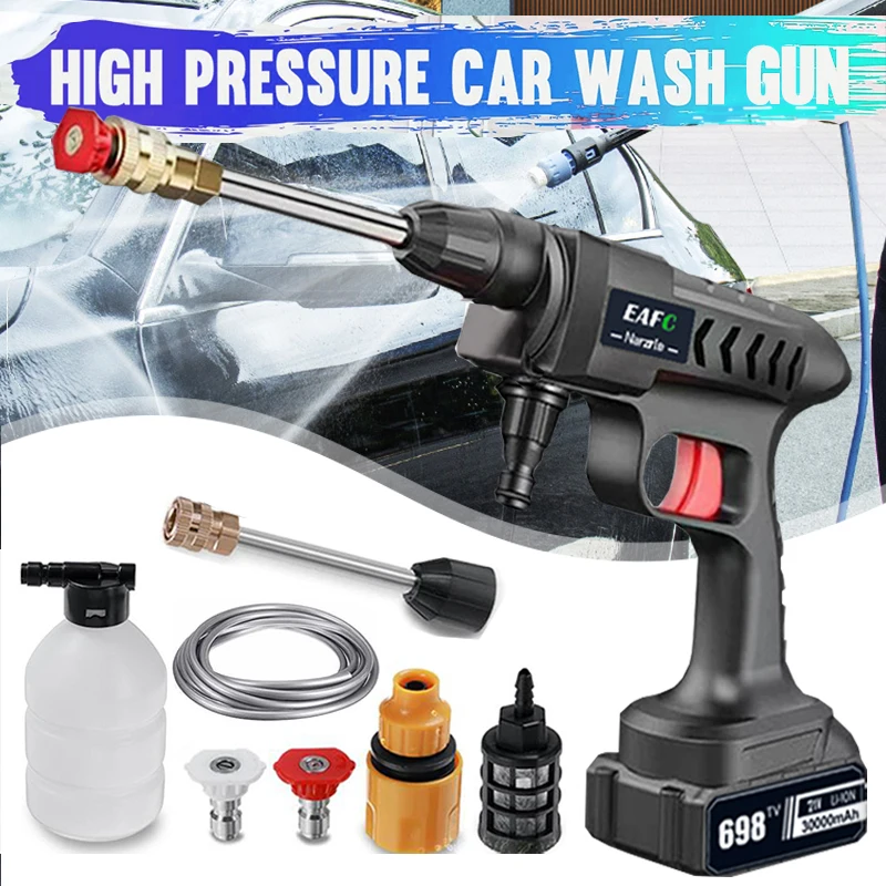 

300W 60Bar Wireless Car Washer High Pressure Car Wash Water Gun 20000mAh Portable Car Washing Machine for 21V Makita Battery