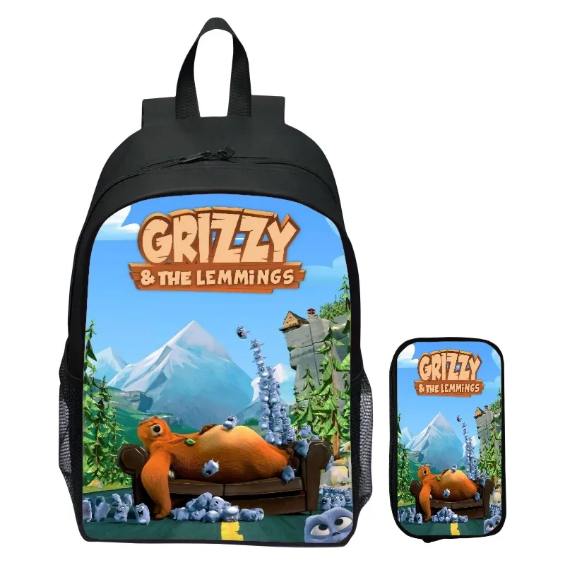 

Anime Grizzly Bear Backpack Teen Student Large Capacity Bookbag Boy Girl Knapsack Fashion Pencil Case Two Piece Set Mochila