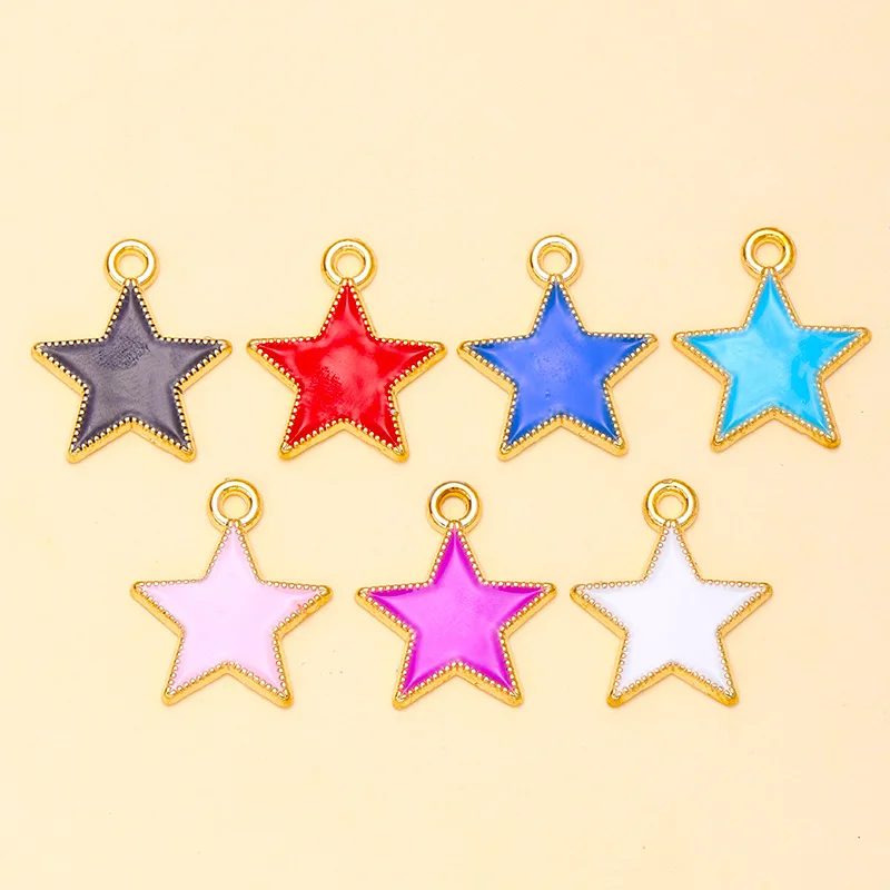 

12Pcs 16x18mm Multicolor Enamel Five Pointed Stars Charms Pendant For Jewelry DIY Making Crafting Earrings Necklaces Accessories