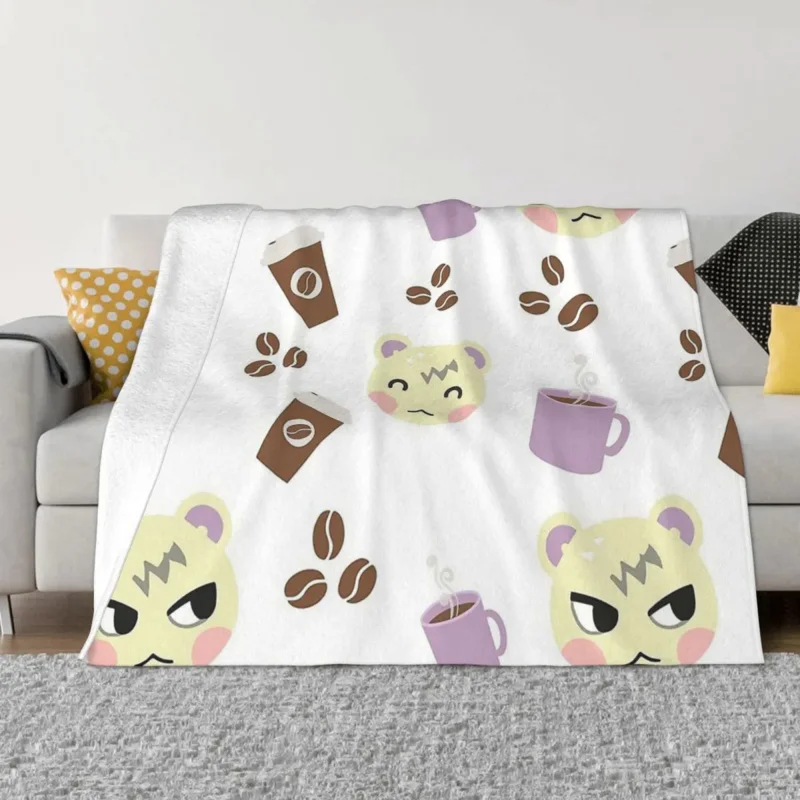 

Animal Crossing New Horizons Blanket Flannel Marshal Coffee Pattern Cozy Soft FLeece Bedspread