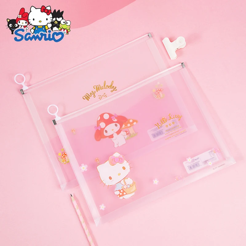 

8/16pcs Sanrio Authentic A4 Transparent File Bag Pull Edge File Bag Hello Kitty Student File Bag Data Bag Cute Cartoon