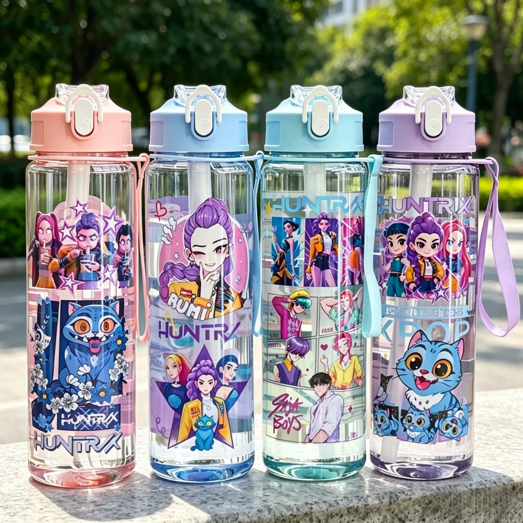High-Capacity 750ml Portable Water Bottle with Drinking Straw - Ideal for Outdoors, School, Office, and Gym