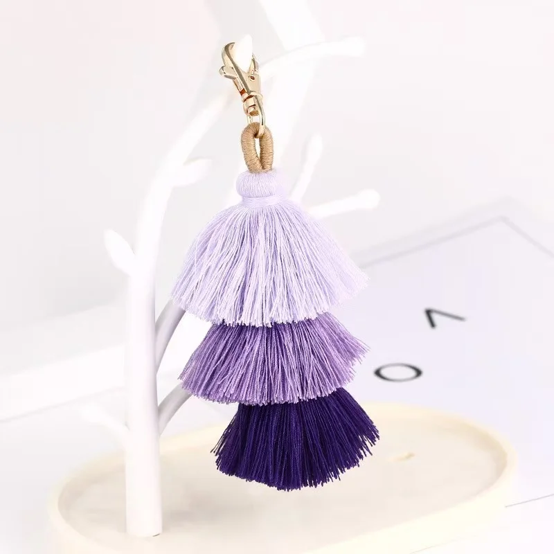 Bohemian Multi-colored Handmade Multilayer Tassel Keychain Simple Keychain Ladies and Girls Handbag Accessories gift