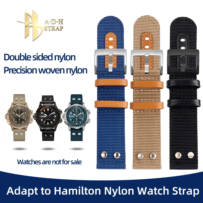 Cinturino In Nylon Doppio Tessuto Per Hamilton Khaki Aviation H77906940 H77916920 22Mm Cinturino Per Orologio Smontaggio Senza Attrezzi