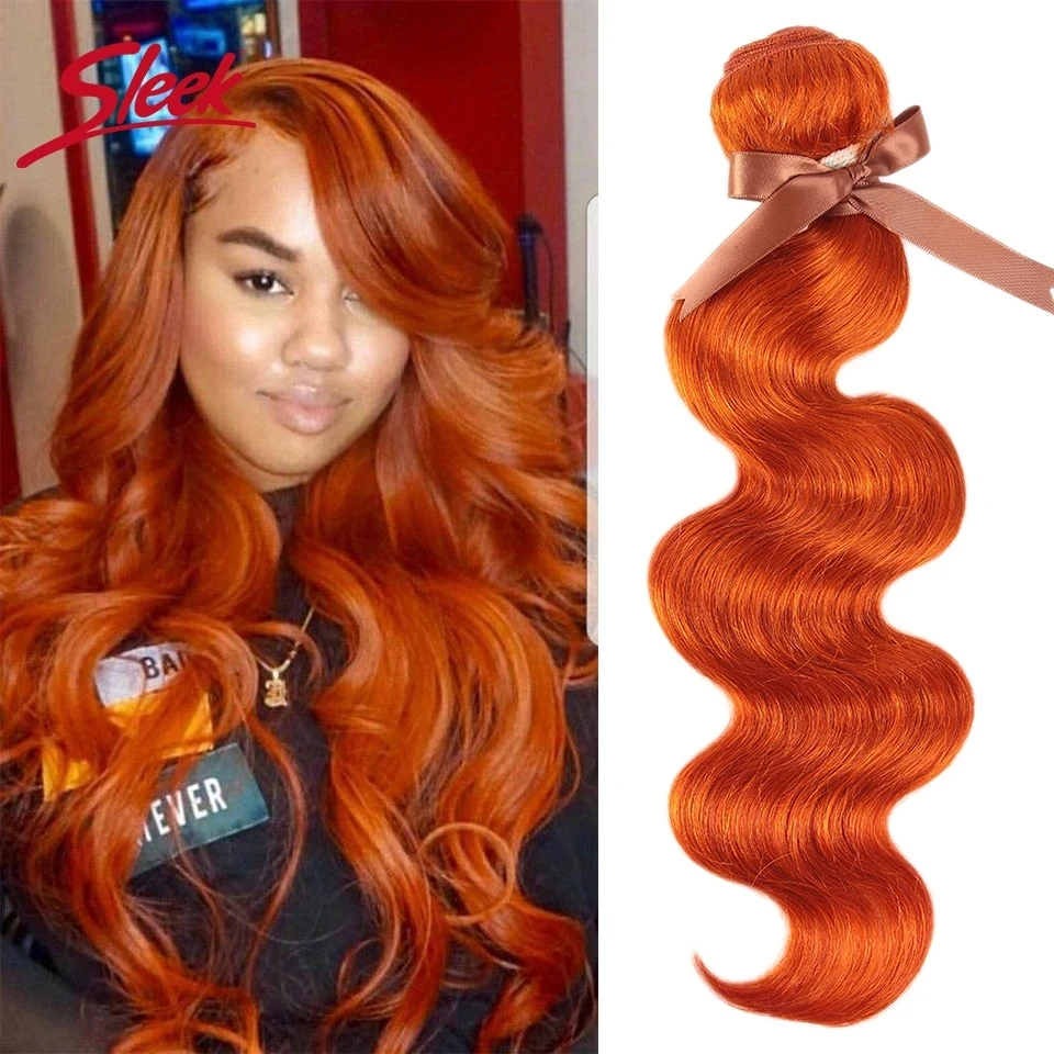 Sleek Body Wave Orange Bundles Human Hair Brazilian Body Wave Natural Remy Hair Weave 8 To 28 Inches For Hair Extension body wave micro loop human hair extension brazilian remy human hair micro beads ring 100 strands 100g black brown color