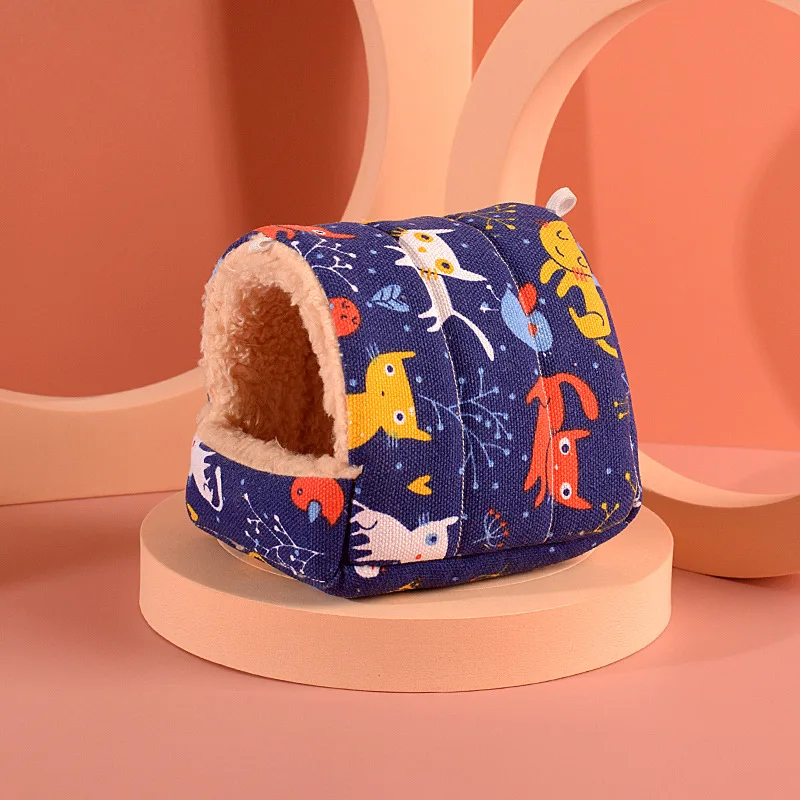 Cute Mini Cage Rabbit Squirrel Winter Warm Mat Guinea Pig Nest Hamster House Small Animal Sleeping Bed Pet Hanging Cage