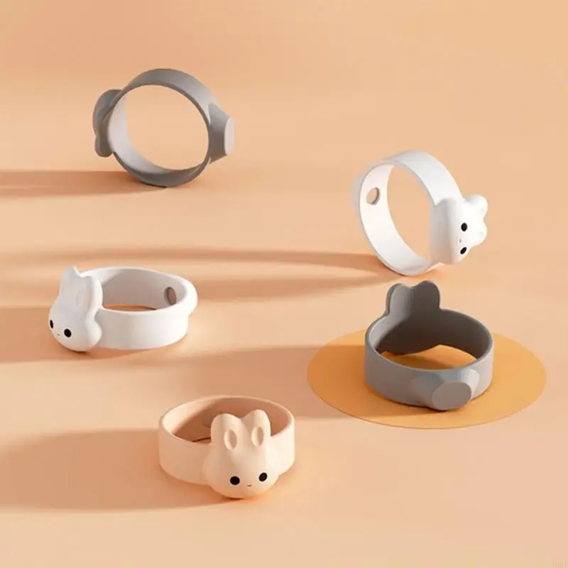 J0PF SpoonScoop Holder Cartoon Rabbit Spoon Non-Stick Ring Baby Tableware Product