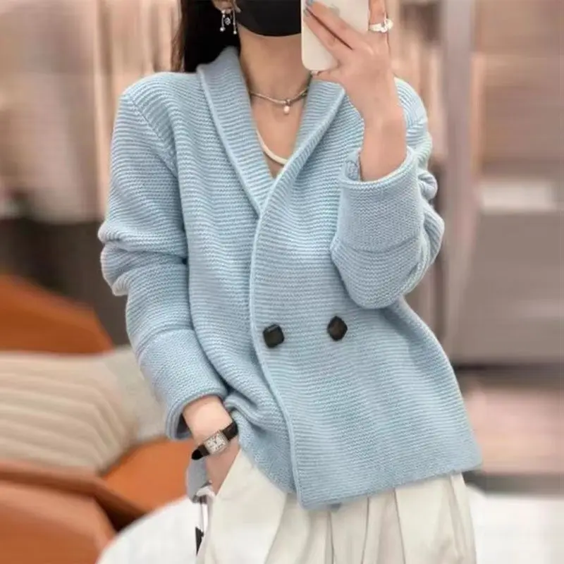 

2023 Women Autumn Winter New Solid Color Cardigan Coats Female Loose Sweater Jackets Ladies Long Sleeve Knitted Outerwear T489