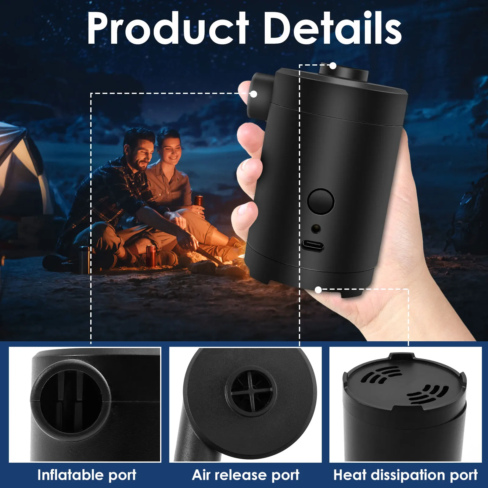 Portable Electric Air Pump Inflator for Outdoor Camping
